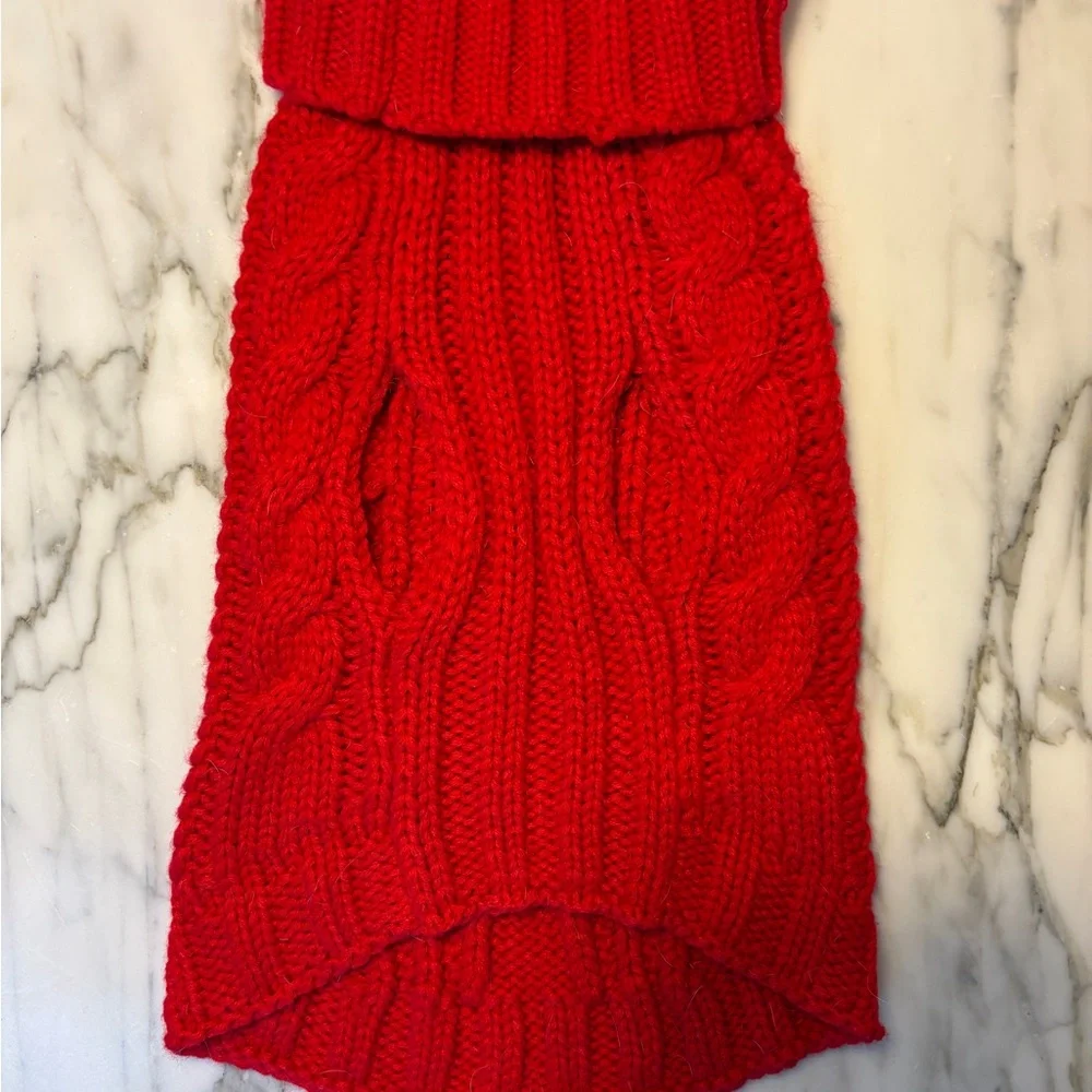 Cozy Red Cable Knit Dog Sweater